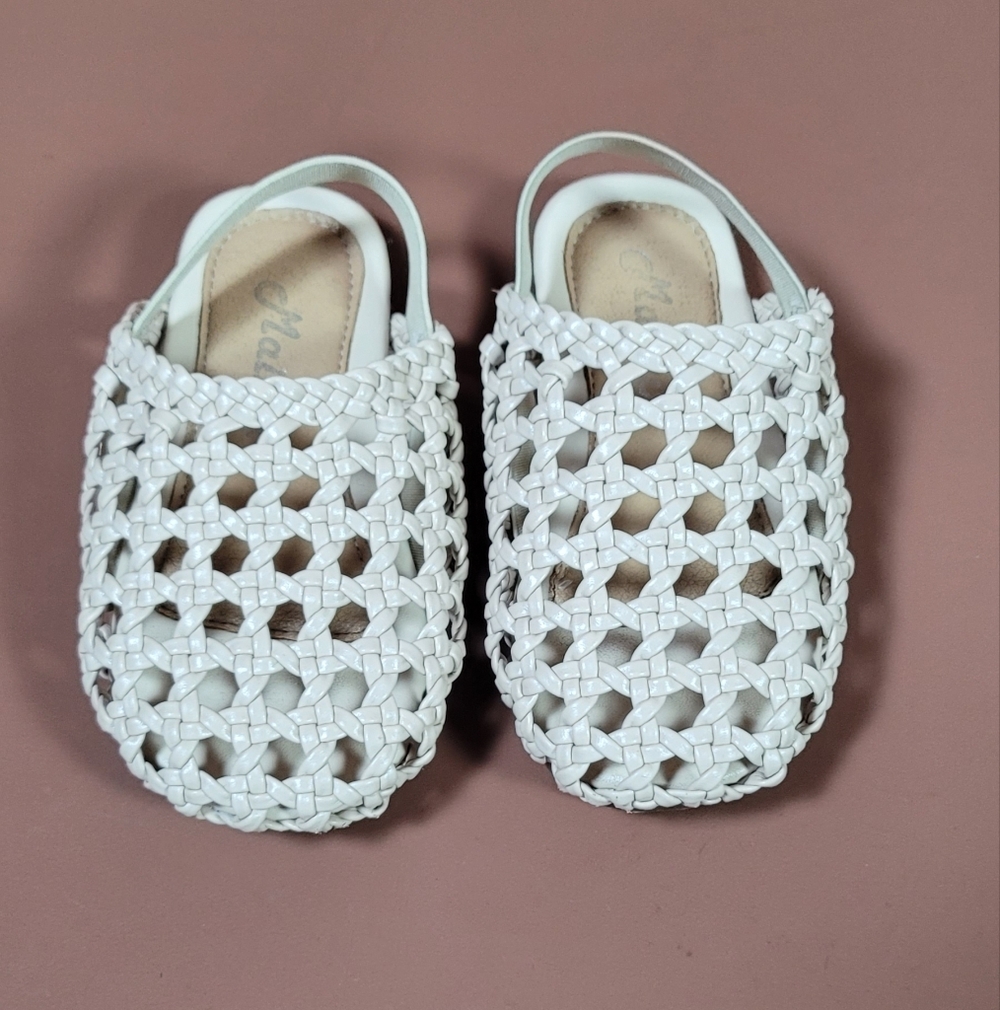 Kids White Woven Sandals